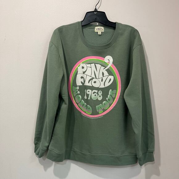 Pink Floyd 1968 Sage Green Graphic Band Sweatshirt Pullover Vintage Size L - Picture 1 of 6